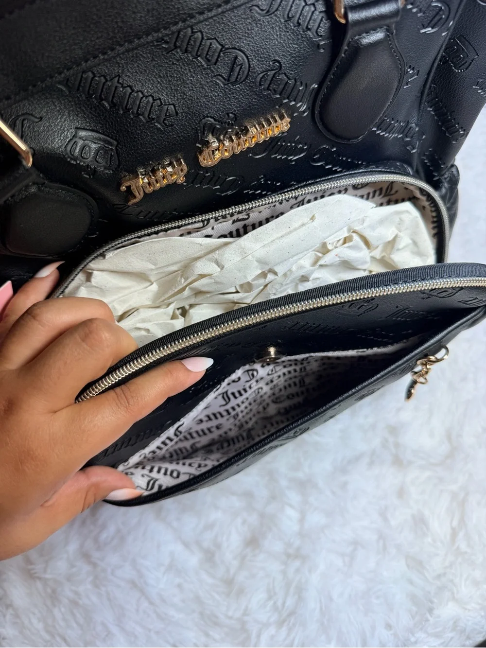 Juicy Couture Black Embossed Logo Backpack